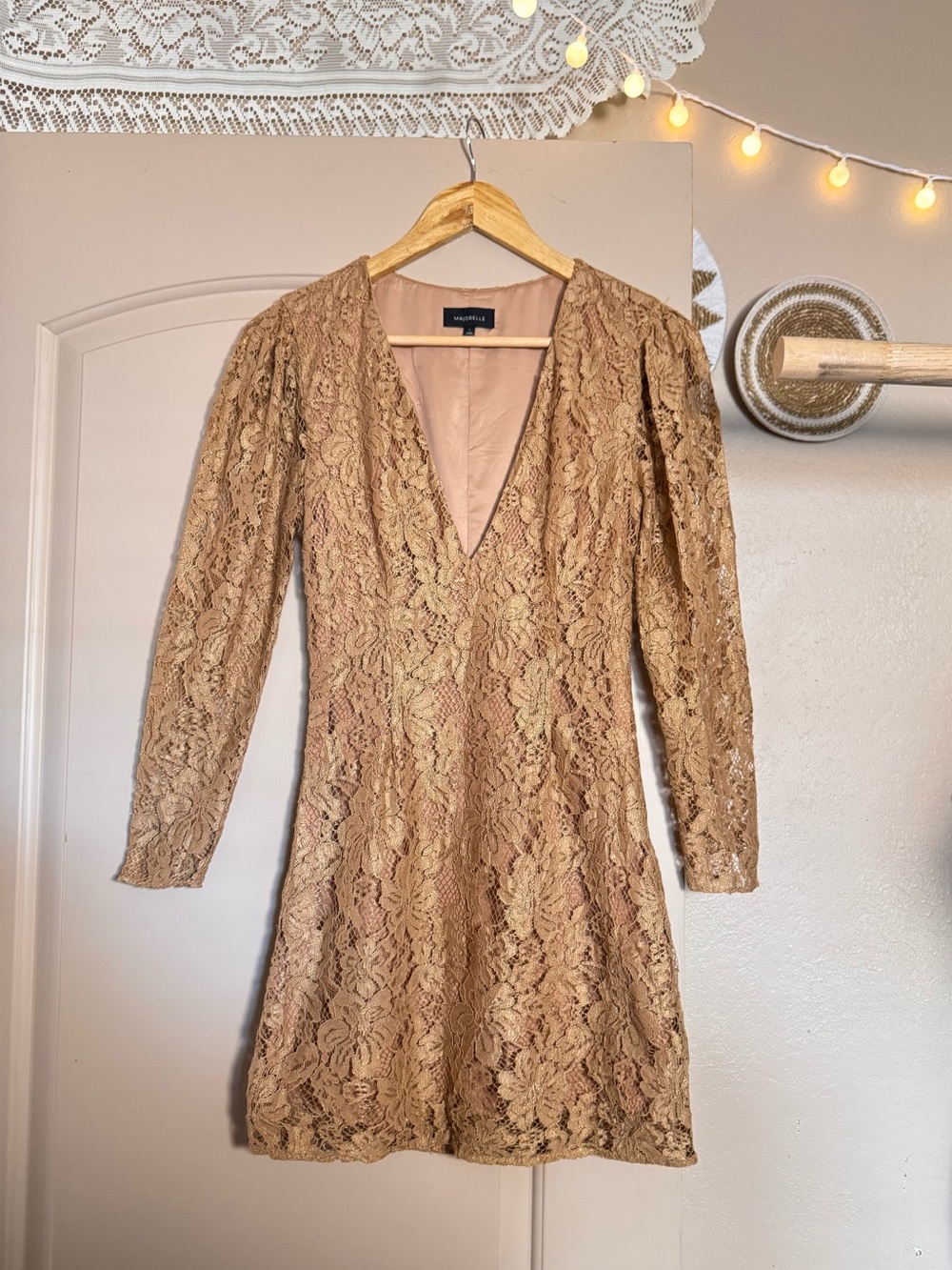 Majorelle Revolve Bettina Lace Long Sleeve Mini Dress | Size Small